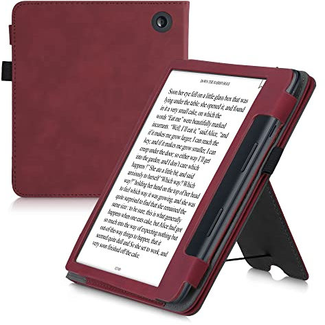kwmobile Étui pour liseuse électronique Compatible avec Kobo Sage - Housse Rabat liseuse en Simili Cuir - Rouge foncé