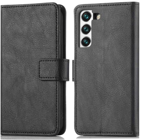 iMoshion Bookcase Hülle kompatibel mit Samsung Galaxy S22– Luxuriöse Handyhülle – Handytasche in Schwarz [Mit Ständer, Platz für 3 Karten, Magnetverschluss]