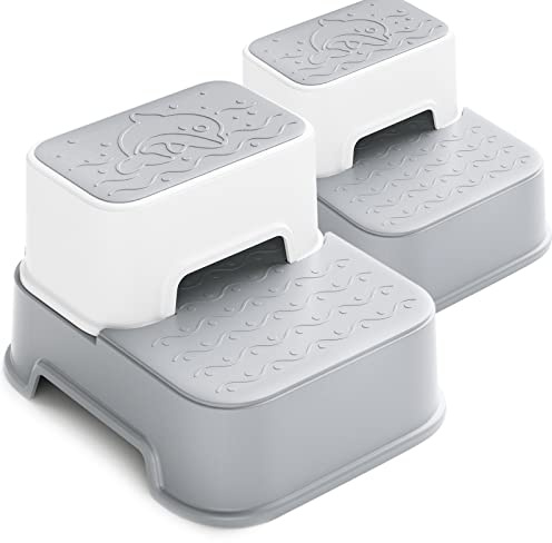 Sgabello a 2 gradini per bambini (grigio, confezione da 2)