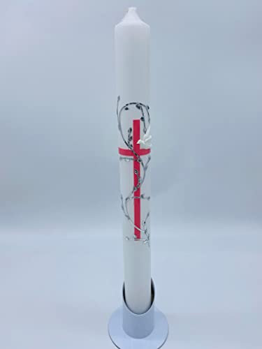 Taufkerze Kommunionkerze Pink/Silber inkl. Beschriftung / Personalisierung / Kommunion / Taufe / Handarbeit