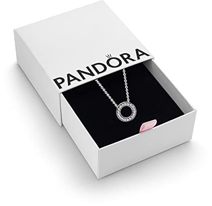PANDORA Signature Women's Sterling Silver Pavé Circle Collier Pendant Necklace, 45cm, With Gift Box