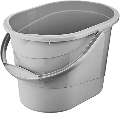 keeeper Putzeimer Thies mit ergonomischem Griff, Griffmulde und Ausguss, 13 l, Oval, 37,5 x 26,5 x 25 cm, Nordic Grey