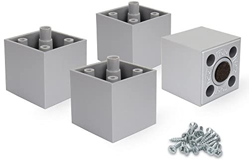 F!XBL Cuba Lot de 4 pieds de meubles réglables avec patins en feutre Gris carré 5 cm