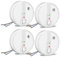 Wired Smoke Alarm, Interlinked Fire Alarm with LED Indicator and Silence Button, 10-Year Life Smoke Detector with 9V Battery Backup, Mains-powered, Conforms to EN14604 Standard, 4 Pack