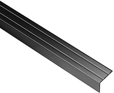 Gedotec Treppen-Kantenprofil selbstklebend | 1 Stück Stufen-Kantenprofil Aluminium schwarz | 1000 mm | Bodenprofil ungelocht zum Kleben | Winkel-Schutzprofil 25 x 8 mm | Alu-Winkelprofil mit Rille
