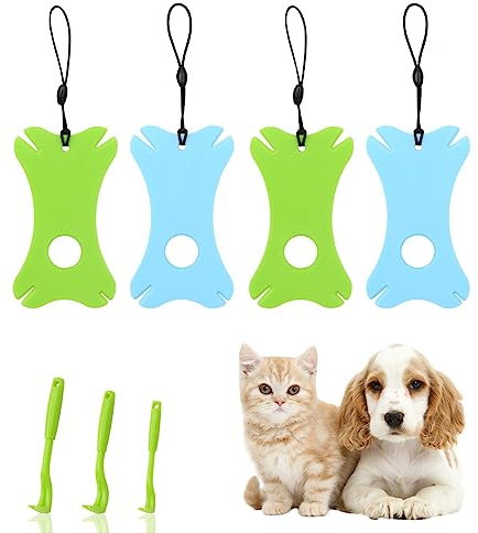 Geluode Zeckenkarte Mit Lupe,7 Stück Zeckenkarte für Hunde Und Zeckenhaken,Zeckenentferner Blau Grün Zeckenkarte Tick Tweezers Zeckenset Für Katze Hunde Kinder Menschen