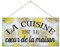 CARISPIBET La cuisine est le nouveauté décor drôle décorations art mural pour la cuisine décoration de la maison ornements décoratifs à suspendre 15 x 30 cm