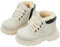 Happy Cherry Stivaletti Invernali Bambina Bambini Stivali da Neve Antiscivolo Impermeabili Ragazzi Elegante Scarpe Piatte Scuola Doposci Pelle Scarponcini Morbidi Regalo Beige 30 EU