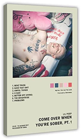 Lil Peep Poster Come Over When You're Sober, Pt. 1 Album Cover Poster Leinwand Poster Schlafzimmer Dekor Sport Landschaft Büro Zimmer Dekor Geschenk Rahmen-Stil 20 x 30 cm