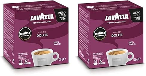 LAVAZZA - Capsule Lungo Dolce A Modo Mio - Café Long 100% Arabica - Doux - 16 Capsules Compatibles (Lot de 2)