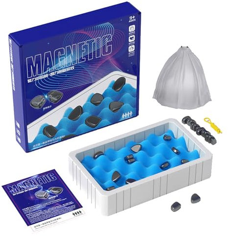 Schachspiel Magnetischem, Magnetic Chess Game, Kampfschach Mit Magnetisch, Magnetisches Schach-Dame-Brettspiel für Familienpartyspiele und Reisen (A)