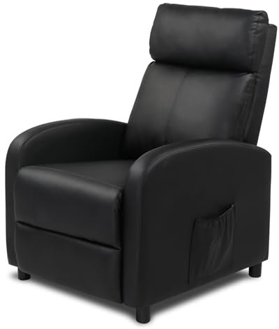 TactFire Fauteuil avec Massage électrique et Chauffage,L'inclinaison du Dossier n'est Pas Télécommandée,TV Chaise Fauteuil de Relaxation Salon Maison Repose (PU, Noir)