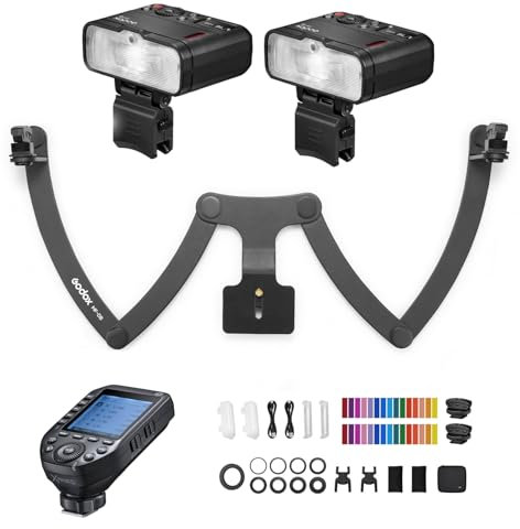 Godox MF12-K2 Flash Kit with 2PCS Macro Flash + XPROII-C Flash Trigger + MF-DB Bracket 2.4G Wireless Transmission Replacement for Canon for Portrait Dental Jewelry Photography