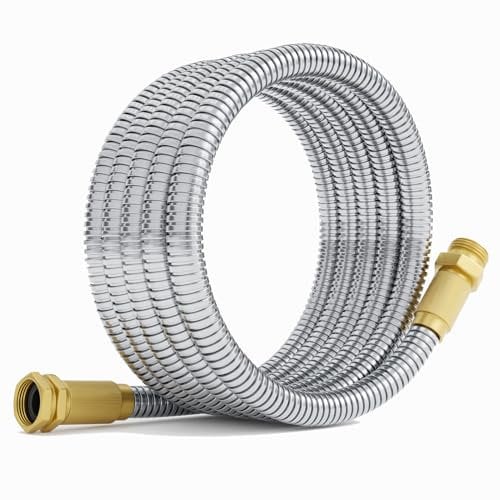 360 GADGET Garden Hose - Short Water Leader Metal Hose 6 FT with Female to Male Fitting, Flexible, Heavy Duty Hose Extension for Outdoor Hose Reel、Dehumidifier、RV、304 Stainless Steel