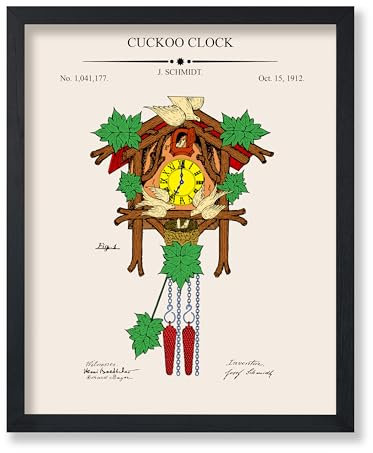 Poster Master Kuckucksuhr Blueprint Poster – Uhr Patentdruck – Wanduhr Kunst – Mechanische Uhr Kunst – Technische Zeichnung Kunst – Minimale Kunst – Büro oder Kinderzimmer Dekor – 20,3 x 25,4 cm