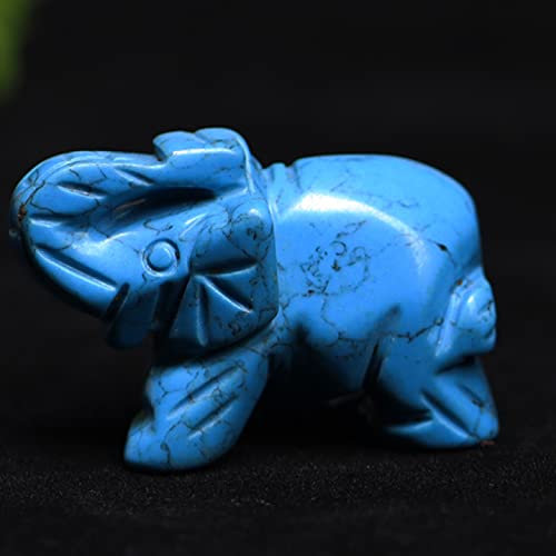 FVJKNWTY 1PC Natürliche Kristall Rose Quarz Elefanten Ornamente Amethyst Obsidian Tiere Stein Handwerk Kleine Dekoration Wohnkultur Haushalt (Color : Blue Stone, Size : 1pc Length 1.49*-1.65in)