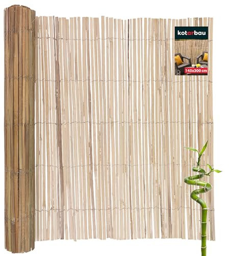 KOTARBAU® Bambusmatte Sichtschutz 145 x 300 cm Bambus Natural Sichtschutz Terrasse Bambuszaun Sichtschutzmatten Bambus Matten Bambussichtschutz Sichtschutz Terasse Sichtschutz für Balkon Bambus