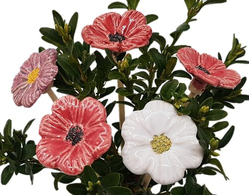 Keramik Blüten Anemonen 5-er Set mit großen Blüten - (Farbmix A)