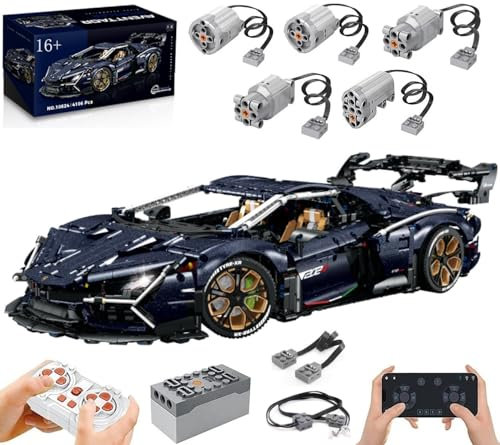 Technik Auto für Lambo Modell, Mit Motoren Set, 1:8 Groß Modellauto Bausatz, 3851 Teile Klemmbausteine Auto MOC Set, Kompatibel mit Lambor Technik