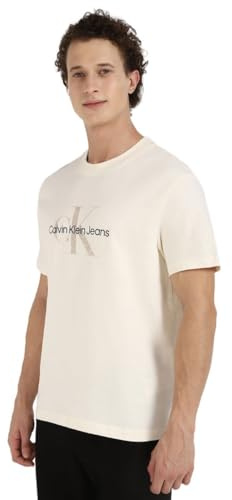 Calvin Klein Herren Textured Monologo Tee S/S T-Shirt, Antikweiß, XXL