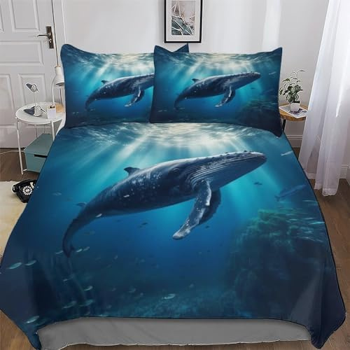 PAZZK Animal Wal Bettwäsche-Set, 3D Motiv, Bettbezug 3teilig Mit Kopfkissenbezug Für Jungen Mädchen Schlafzimmer Atmungsaktiv Mikrofaser Deckenbezug Double (200x200cm)