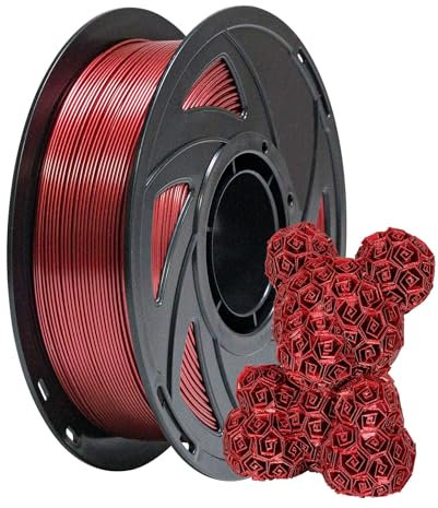 PETG-Filament Rot, 1,75 mm Filament für 3D-Drucker mit metallischem Glanz, Maßgenauigkeit +/- 0,03 mm, 1 kg Spule PETG-Filament, Rot