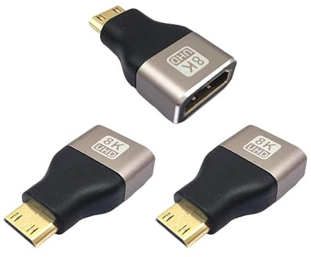 Powice 3 Stück Mini HDMI Adapter für Laptops, Kameras, HDTV - 8K@60Hz/4K@144Hz
