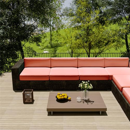 Morbuy Sitzkissen Bezüge für Rattanmöbel, Lounge Möbel Outdoor Sitzkissen Bezüge Gartenmöbel Sitzkissen Bezüge mit Reißverschluss Palettenkissen Bezüge Wasserdicht (60 * 55 * 10,Pfirsich Rosa)