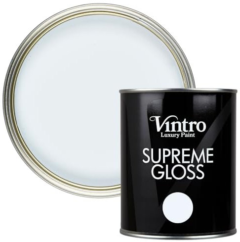 Vintro Paint | Gloss Paint | for Walls | Wood | Trim | Gloss Furniture Paint | Interior & Exterior Use. 1 Litre (Pale Blue - Beau Blue)