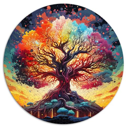 Puzzle da 1000 pezzi L'albero della vita, puzzle rotondi per adulti e bambini, puzzle di carta, decorazione per la casa, giocattolo puzzle, dimensioni: 67,5 x 67,5 cm