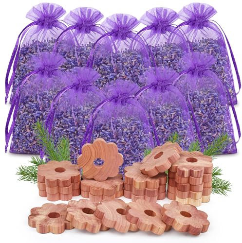 30 Stück Mottenfalle Kleidermotten Natürliche Mottenschutzfallen Aus Zedernlavendel 20-Mottenringe Und 10-Lavendelbeutel Zur Vorbeugung Von Kleidermotten Ausgezeichneter Kleiderschrank Mottenschutz