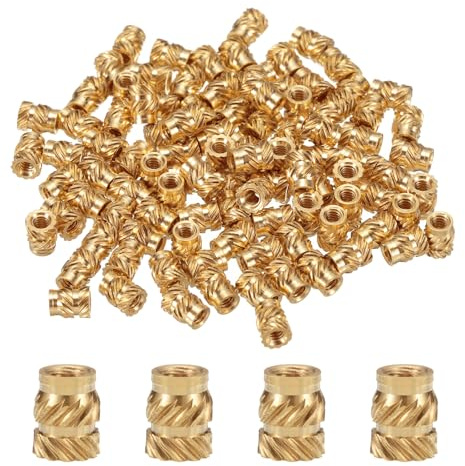 QUARKZMAN 50 Stück M2 Gewindeeinsätze Messing Heat Set Insert M2x4,5mm, OD 3,5mm gerändelte Einpressmuttern, 3D Druck Messingmuttern weibliche Gewindeeinsätze Muttern