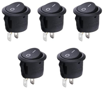 5 Stück Kippschalter 12V Schalter,Wippschalter On/Off Einrastbare mit Selbsthemmung,Mini Switch 2 Polig Rund für Einbau Wohnmobil Switch Taster Modellbau Auto Boot Haushaltsgeräte Lampenschalter Runde
