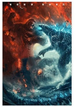 bnyesa Godzilla Poster & Vs Kong 2021 American Science Fiction Monster Movie Cover Poster Leinwand Poster Wandkunst Dekor Druck Bild Gemälde für Wohnzimmer Schlafzimmer Dekoration 30 x 45 cm