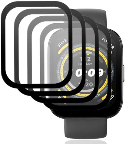 Gelaasso 4 Piezas Protector de Pantalla para Amazfit Bip 5, Amazfit Bip 5 Protector de Pantalla Premium Cobertura Completa Film Láminas, Anti-arañazo Protectora para Amazfit Bip 5