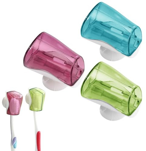 Teksome Zahnbürstenhülle, Zahnbürstenhüllen, Kappen | 3 Stück Zahnbürsten-Clip-Abdeckungen mit Saugnäpfen | Badezimmer-Zahnbürstenhalter, Abdeckung für elektrische Zahnbürsten für Zuhause,