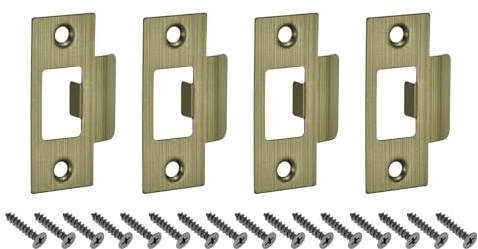 sourcing map 4Pcs Door Strike Plate, 70mm x 40.3mm Stainless Steel Latch Deadbolt Replacement Lock Strike Plate for Door Frame Door Jamb Reinforcement, Bronze