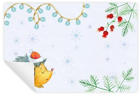 25 bunte Weihnachtsaufkleber mit Igel Weihnachten Namensaufkleber für Kindergarten und Schule 7 x 5 2 cm Made in Germany Logbuch-Verlag