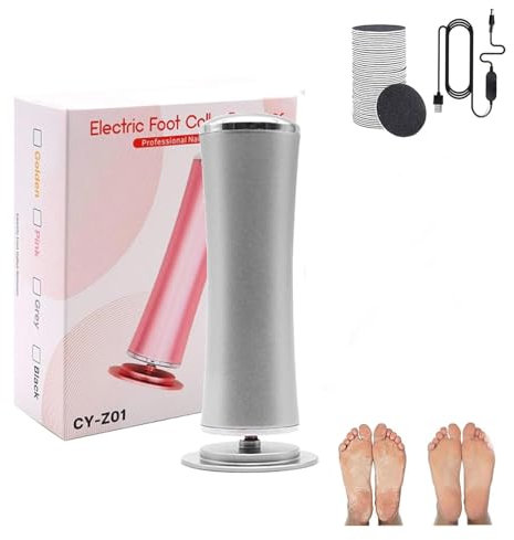 Dermave Elektrischer Fuß Hornhautreiniger, Hornhautreiniger für Füße, 360 Grad Drehung Einstellbare Geschwindigkeit Elektrische Fußfeile, Sanft & Schnell Abgestorbene, Hart Rissig Trocken Für Glatte