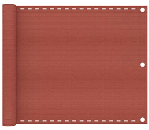 Hovothy Balkonbespannung Balkonsichtschutz Moderne Balkonverkleidung Sonnenschutz Sichtschutz Balkon Dekoration für Schutz der Privatsphäre Winddicht und UV-beständig Terracotta-Rot 75x600 cm