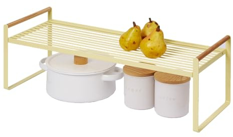 YAMAZAKI Home Tosca Drahtregal für die Arbeitsplatte, Metall, Küchenregal, Stahl + Holz