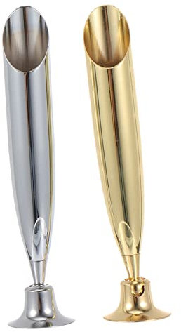 STOBOK 2pcs Pen Socket Stand Stationary Case Banker Quill Dip Pens Base Gold Funnel Simple Pot Organiser Dip Fountain Holder Accessories Hover Single Metal Silver