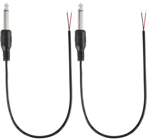 Greluma 2 Pz 0,3 m 6,35 mm spina per altoparlante cavo, 1/4 TS mono maschio connettore a filo nudo, 6,3 mm jack audio cavo pigtail per microfono altoparlante amplificatore