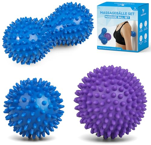 YANGTSUNG Set unique de 3 balles de massage différentes, Massage de Trigger Point, Boule Myofasicale, Boule d'exercice, Balle de Massage Pour Masser les Pieds, dos, épaules, Bras