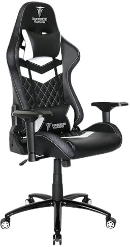 BERSERKER Chaise Gaming Ergonomique, Rotation 360°, Inclinable 90-180°, Accoudoirs 4D, Capacité 160 kg, Simili Cuir, Noir