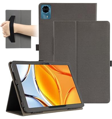 Magnetische Schutzhülle für WITECOR A14/TECLAST T70/Logicom Tab XXL 14 Zoll Tablet – stoßfest mit Stiftschlitz, wasserdicht, kratzfest, Multi-Winkel-Ständer, mit Handschlaufe, schlank, langlebig, Grau