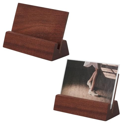 WEBEEDY 2 Stück Tischaufsteller Kalender Massiver Holzplatzkartenhalter Tischständer Für Bild Foto Rahmen Album Postkarte Kunstwerke Schreibtischdekoration 15x5.7x9.7cm