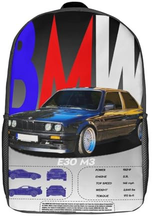 3D-Druck von BMW M3 E30, Tagesrucksäcke für Kinder, lässiger Rucksack, hohe Kapazität, Reise-Laptop-Büchertasche, 43,2 cm