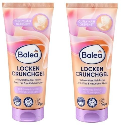 Locken Crunchgel von Balea, schwerelose Gel-Textur, Anti-Frizz, Curly Girl geeignet, ohne Silikone, 2x100 ml
