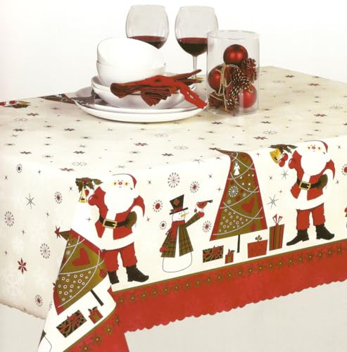 texpot Weihnachtsdecke 140 x 400 cm Nikolaus Weihnachten abwaschbar Wachstuch Tischdecke